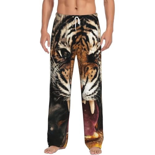 Pantalon de pyjama en flanelle tigre pour homme, vêtement de détente doux