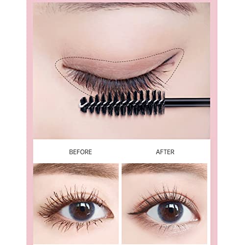 Foto von zoerbufan Einweg Wimpernbürste [50 Stück], Schwarz Kosmetik Pinsel für Wimpern und Augenbrauen, Einweg Mascara Zauberstäbe
