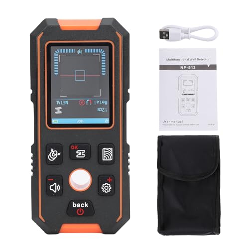 Détecteur de Scanner Mural 3 en 1, détecteur de Montants cachés en Bois, métal, Fils AC, écran LCD Couleur, Mesure de la Profondeur, Batterie Rechargeable, Construction, rénovation