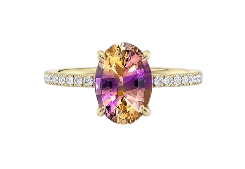 Vintage Ametrine Halo Engagement Ring...