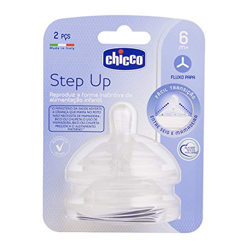 Bico Step Up Fluxo Papa, Chicco, Transparente, Tamanho 2 (6+ Meses)