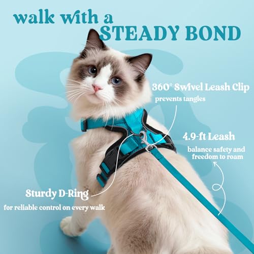 Image of rabbitgoo Cat Harness and Leash Set, Escape Proof Vest, Teal