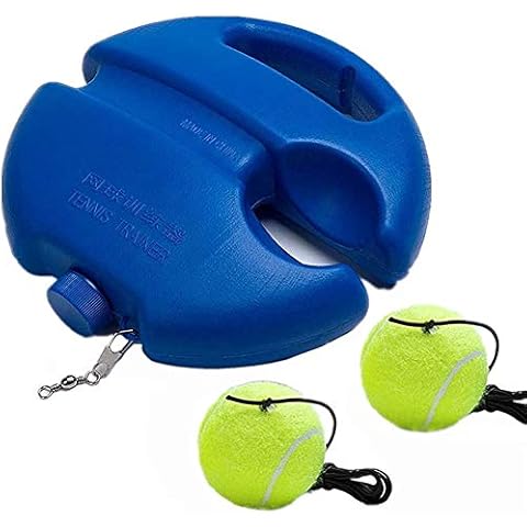 Tennis Trainer Rebound Ball Tennis Trainer Set with 2 Balls with Rope Trainer Baseboard,Self-Study Practice Training Tool Training Gear for Adult Solo Training Kids Player Beginner (Blue A) Cover