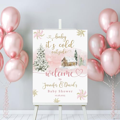 Winter Wonderland Baby Shower Welcome Sign Baby It'S Cold Outside Holiday Baby Welcome Poster Boho Girl Snowflake