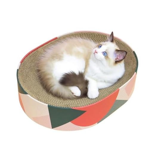 ComSaf Cat Scratcher Cardboard Bed Lounge Couch for Indoor Cats Oval Shape 17"x13", Kitty Cat Scratching Pad Recycle Corrugate Scratcher Long Lasting Furniture