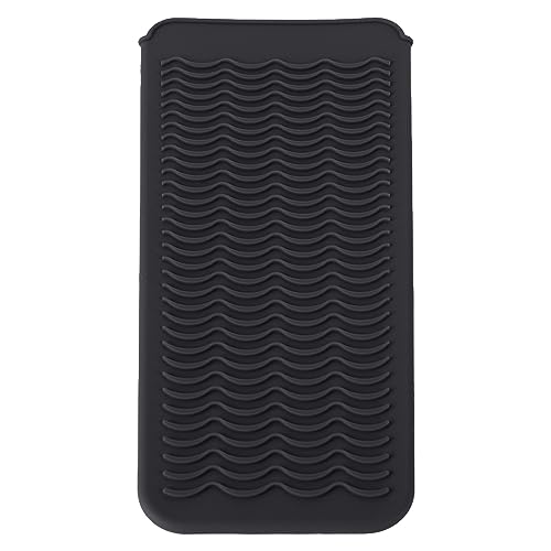 Bolsa resistente al calor de silicona para plancha de pelo, rizador y herramientas de afeitado, con superficie antideslizante, bolsa de viaje negra