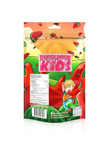 Bubblegum Kids Theo’s Wacky Watermelon Sugar Free Gum | Stocking Stuffers, Holiday Candy, Party Favors | Sugarless Gum, Vegan, Peanut Free, Low Calorie Alternative for Kids & Adults | 1 Pack