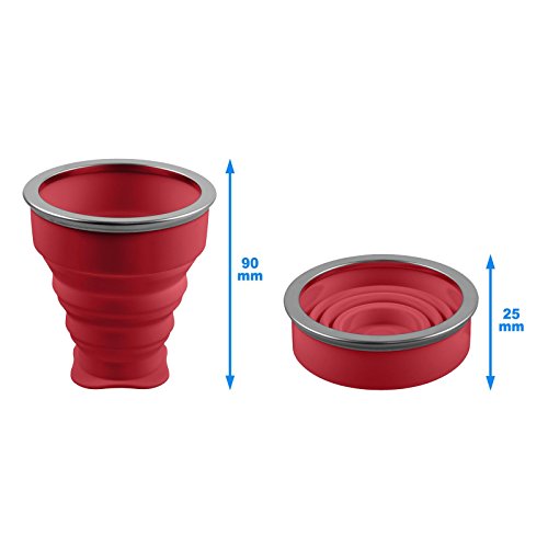 Silicone pieghevole - Bicchiere colore rosso
