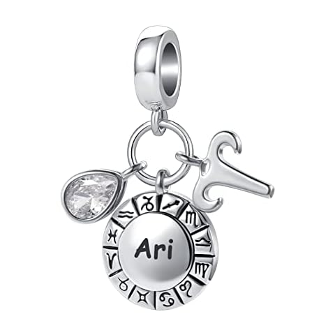 NanMuc Aries Constellation Charm for Pandora Bracelets Horoscope Zodiac Sign April Birthstone Birthday Dangle Bead Daughter Mom Grandma Cover