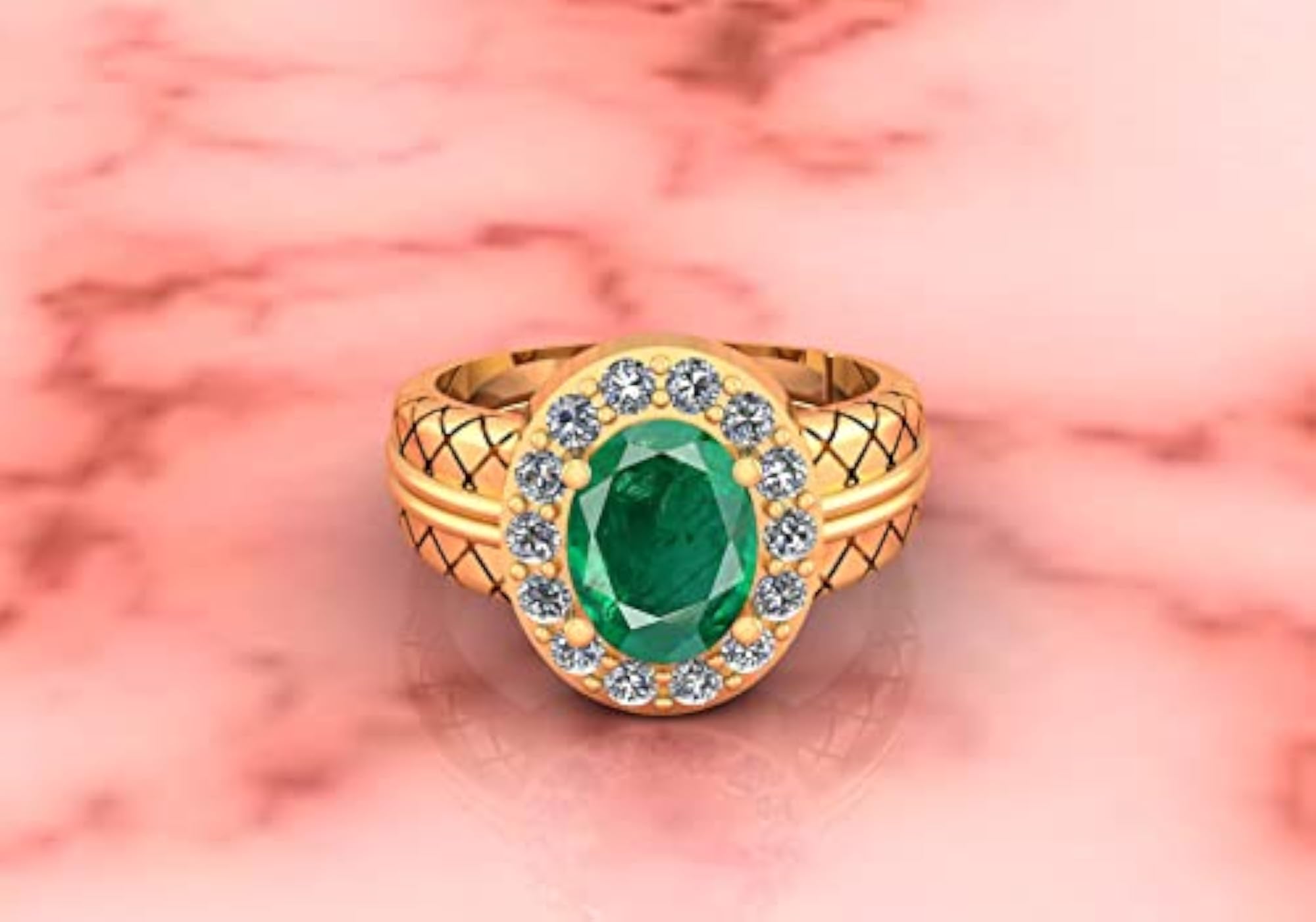 Women's Adjustable Gold Plated 925 Silver Emerald Ring