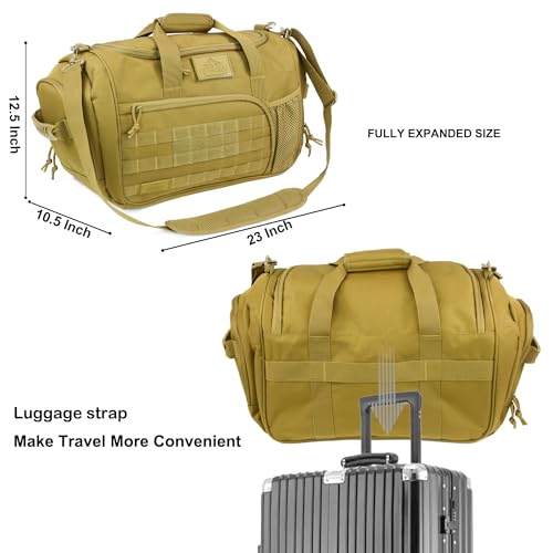 APRlLBAY Gym Bag Large Size 43L Training Bag Traveling With Luggage Strap Equipment Bag Tactical Military Duffel for Men&Women Basketball Football Weekender,Sports Bag Sturdy (Khaki)2