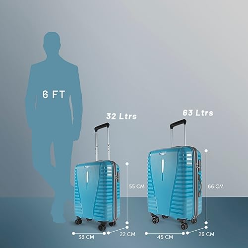 Image of Aristocrat Air Pro Trolley Bag Set of 2 Polypropylene Spinner Wheels Hard Luggage (55Cm and 66Cm) | Cabin and Medium Check-in Luggage | Secured Combination Lock | Cross Teal | Unisex