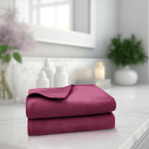 Image of Sassoon Venir Microfiber 2 Piece Hand Towels in 450 GSM (40x60cm, Chestnut Color) - Absorbent & Quick Dry Multipurpose Hand Towels