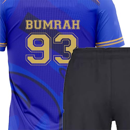 Image of Bumrah Sharma Jersey 93 Number Jersey with Shorts Club Team Cricket Jerseys Team Men's Half Sleeve New