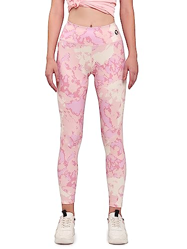 Image of TECHNOSPORT Womens Skinny Fit Activewear Tights for Running, Gym, Sports and Regular Use, Antimicrobial and Printed