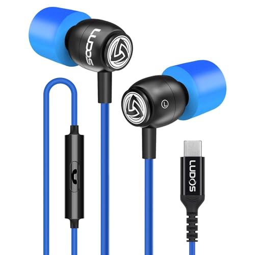 Image of LUDOS Clamor USB C Headphones for iPhone 17 16 15 Pro Max Plus Air iPad Pro, 5 Years Warranty, USB-C Earbuds for Samsung Galaxy S26 S25 S24 S23 Ultra S22 S21 FE S20 A55 A54 A53, USB Type C Earphones