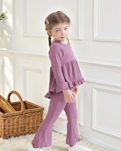 Image of Weebaby Baby Girl Clothes Infant Toddler Girl Clothing Ruffle Shirt High Low Top Floral Allover Pant Little Girls Clothes