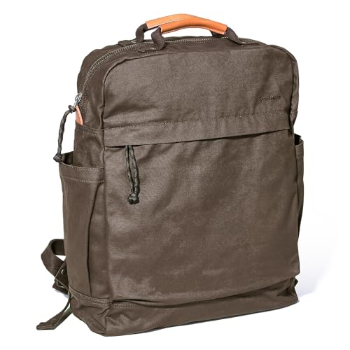 GOOTIUM Canvas Backpack for Women Vintage Style Zipper Bag Men's Casual Daypack Cloth Outdoor Travel Rucksack, Umber - Additional View