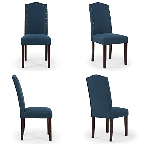 Lsspaid Dining Chairs Set Of 4, High Back Fabric Upholstered Parsons Dining Room Chairs, Nail Head Trim Dining Chair, Turquoise #TOP2
