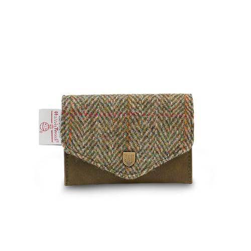 Islander The Card Wallet - Made of Microfibre Leather & Harris Tweed, 4.33’ L x 2.75’ (Chestnut Herringbone)