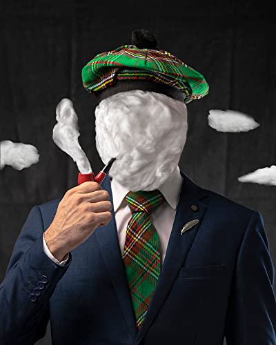 Image of Scottish Tam O' Shanter Hat Tartan Bonnet Pom Pom Wool Flat Cap One Size