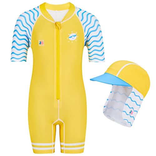 Juicy Bumbles Bañador Bebe Niño - Traje de Baño Una Pieza para Bebés y Niños Pequeños - Traje de Mangas Cortas Sol 1-2 Años Cover