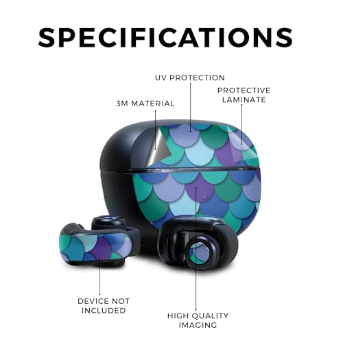 Image of Headphone Skin Compatible with Bose Ultra Open Earbuds - Blue Scales - Premium 3M Vinyl Protective Wrap Decal Cover - Easy to Apply | Crafted in The USA by MightySkins