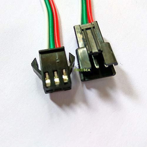 Wiring Connecting Terminals - 60 Pairs 3pin JST SM Connector Male 50cm & Female 50cm Wire 3 Way Cable for WS2812B WS2811 WS2812 SK6812 LED Strip Light