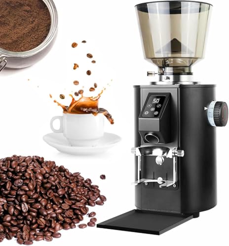 Molinillo De Café De Rebabas Planas,Triturador Cuantitativo,Disco De Molienda De Acero Inoxidable De 2.5 Pulgadas,9 Ajustes Precisos,Capacidad De 1 Libra Para Uso Doméstico Y Comercial Black