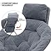 MoNiBloom Round Folding Faux Fur Saucer Chair with Removable Headrest for Adults Metal Frame Oversized Large Comfy Soft Lounge Lazy Cozy Moon Chair for Bedroom Living Room Dorm (Gray)