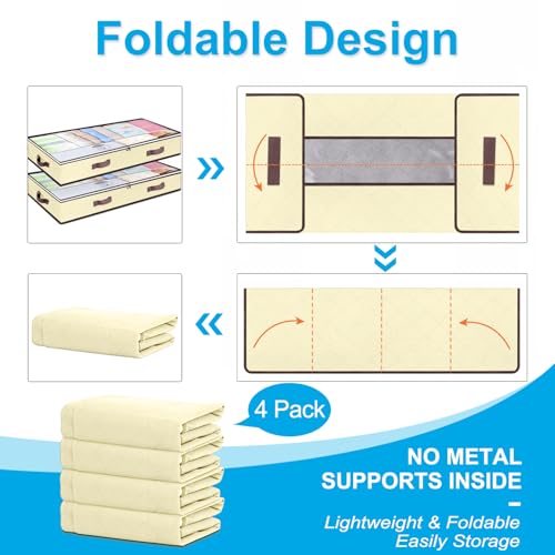 Budding Joy 90L Under Bed Storage Containers, Closet Organizers and Storage Bins, Collapsible Underbed Storage Bags for Blankets, Towels, Comforter, Sweaters, Linen Sheets, Wrapping Paper - Image 6