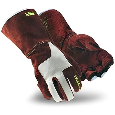 HexArmor Welding Heat Resistant with HexHide Safety Work Gloves | HeatArmor 5050 | Large Cover