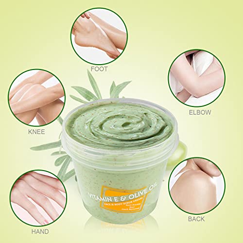 Disaar Beauty Vitamin E Olive Oil Face Body Neck Scrub Cream Anti-Freckle Scar Mark Removal 300Ml/10.58Fl.oz #TOP4