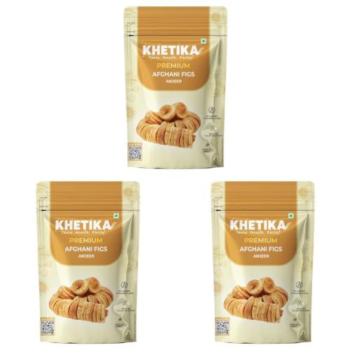 Image of Khetika Premium Anjeer (Figs) 200g | Afghani Anjeer, Fig, Low in Fat | Healthy Snack I Rich Source of Vitamins Dietary Fiber (Pack of 3)