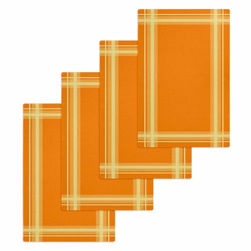Burnt Orange Hand Towels Set,Waffle Weave Kitchen Towels 4 Pieces,Retro