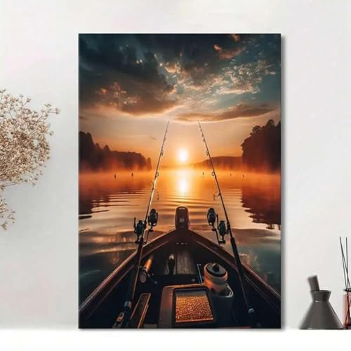 Grand tableau 80 x 110 cm avec cadre pour habiller un mur vide avec un paysage de nature