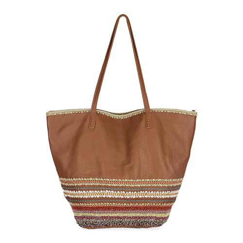 Image of The Sak Faye Tote Bag - Hand Crochet Women's Purse For Everyday & Travel - Handbag With Zipper Pocket & Shoulder Straps