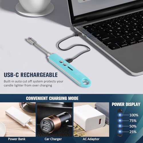 Encendedor eléctrico recargable USB con cuello flexible azul miniatura 5