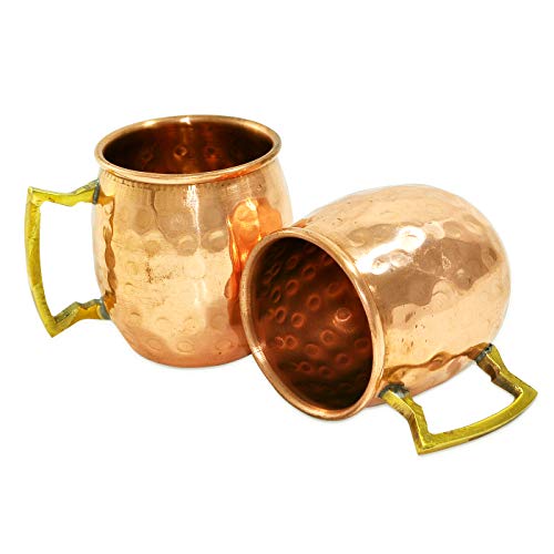 Prisha India Craft 2 Oz. Solid Copper Mini Moscow Mule Shot Mug, Set Of 4 Authentic 100% Solid Copper Hammered Moscow Mule Mug 2-Oz Shot Glass - Set Of 4 #TOP1