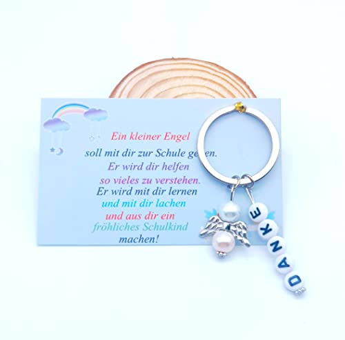 Schulkind 2022 Schutzengel Geschenk - Schutzengel Schlüsselanhänger Selfmade Schultüte Mutmacher Glücksbringer Karte Spruch Schultüte Zuckertüte erster Schultag Cover