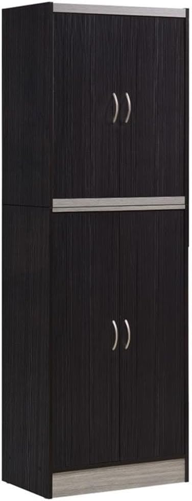 Home Square 4 Shelf Kitchen Pantry Set in Chocolate-Grey (Set of 2)