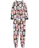 Carter's Big Girls Footed Microfleece PJ's Sleeper Pajamas (Cupcake/Grey, 7)