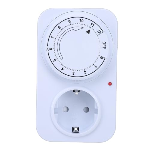 ASHATA Tomacorriente con Temporizador de Cuenta Regresiva, IP44 a Prueba de Agua 4800W 16A Enchufe con Temporizador Mecánico de 12 Horas, Intervalos de 30 Minutos