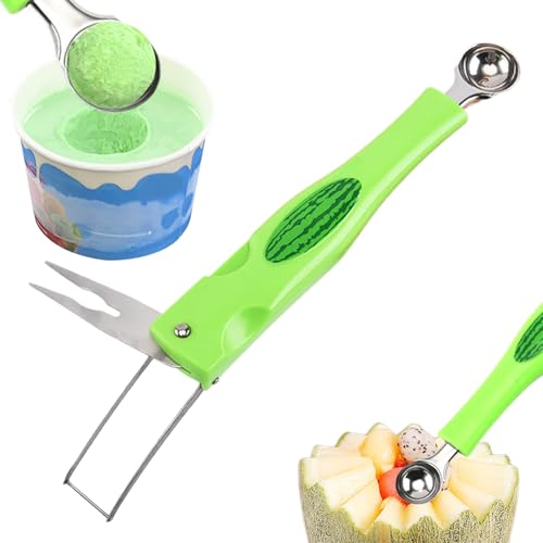 Derwrtup Moldeador de bolas de sandía, cortador de melón, cuchara de helado y cortador de galletas para postres, ensalada de frutas, fiestas, aperitivos en casa, preparación de comidas