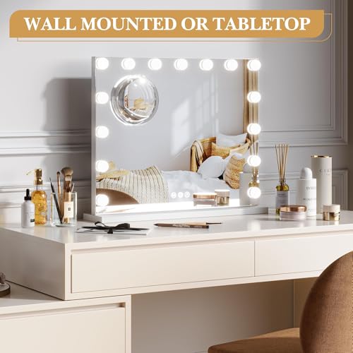 Espejo de tocador grande con luces estilo Hollywood 23x18 pulg miniatura 6