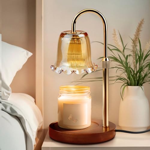 YudouTech Candle Warmer Lamp, Adjustable Height Electric Candle Warmer Light with Timer and Dimmer Vintage Wax Melter for Jar Candles Home Decor Gifts