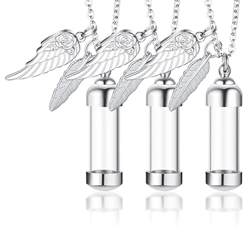 MEALGUET - Ciondolo a forma di urna funeraria in acciaio inox e vetro, porta ceneri con catena, gioiello ricordo, Acciaio inossidabile, Nessuna pietra preziosa
