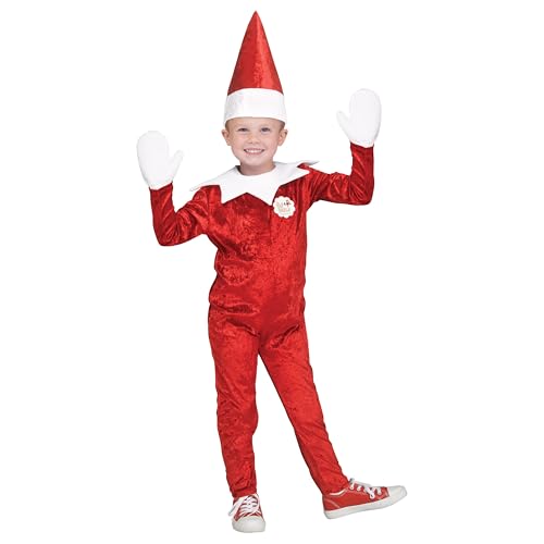 Costume d'elfe sur l'étagère pour garçon et premiers Noëls