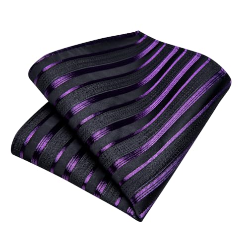 Image of DiBanGu Mens Silk Tie Formal Striped Necktie and Pocket Square