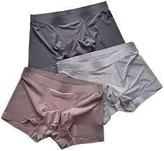 Breckelle's Boss Men's Extra Thin Elastic Underwear Long Comfortable Ice Silk Breathable Comfort Brief Boxer Trunks Pack of 3 Multicolour